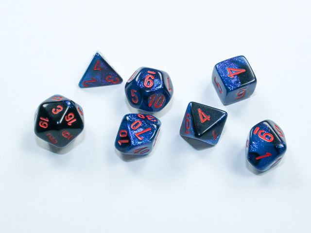 Gemini Black Starlight/ Red Mini Polyhedral 7 Die Set