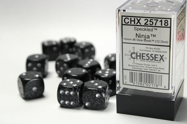 Chessex: Speckled Ninja 16mm D6 Dice Block (12 dice)