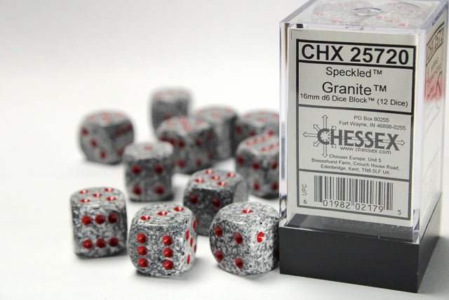 Chessex: Speckled Granite 16mm D6 Dice Block (12 dice)