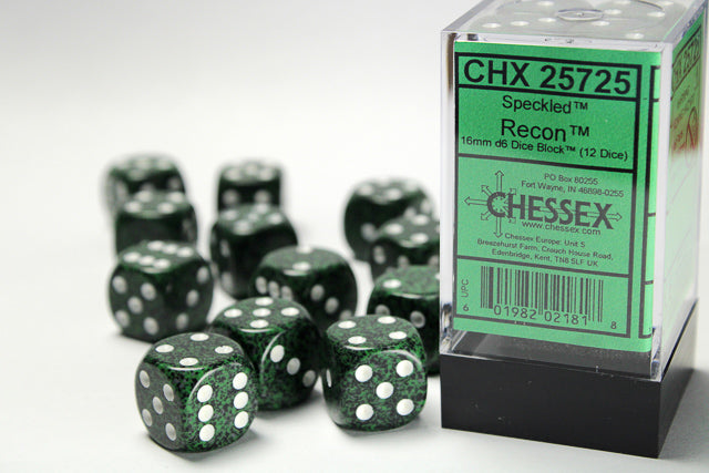 Chessex: Speckled Recon 16mm D6 Dice Block (12 dice)