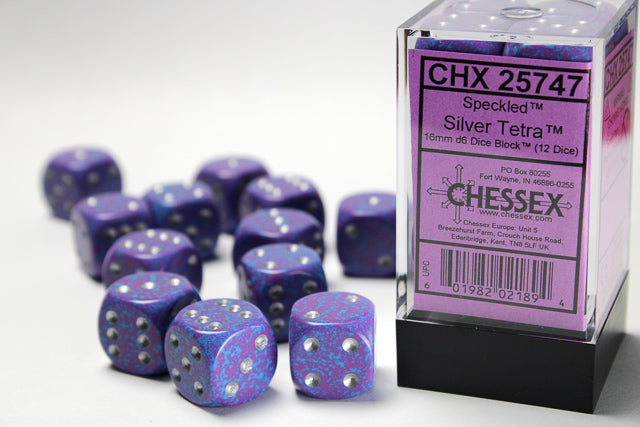 Chessex: Speckled Silver Tetra 16mm D6 Dice Block (12 dice)