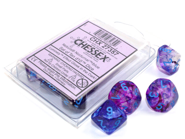 Nebula Nocturnal/blue Luminary Set of Ten d10s