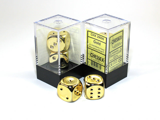 Chessex: Gold Metallic D6 Dice (Pair)