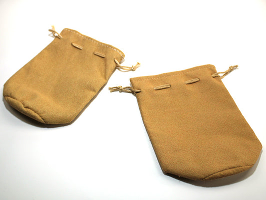 5" x 4"x 3" Leather Bag Tan Round Bottom