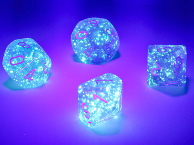 Borealis Purple/white Luminary Set of Ten d10s
