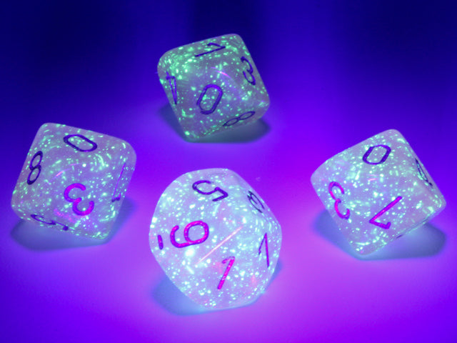 Borealis Pink/silver Luminary Set of Ten d10s