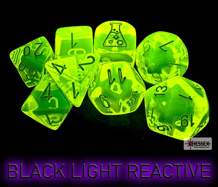 Translucent Polyhedral Neon Yellow/white 7-Die Set Lab Tube