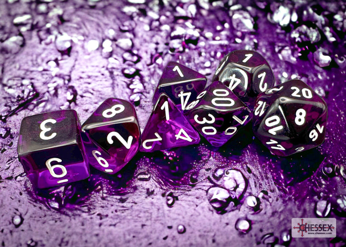Chessex: Translucent Polyhedral Purple/white 7-Die Set