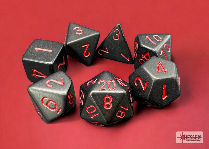 Chessex: Opaque Black/Red 7-Die Set