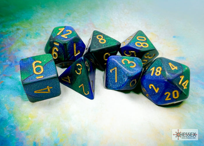 Chessex: Gemini Blue-Green/Gold 7-Die Set