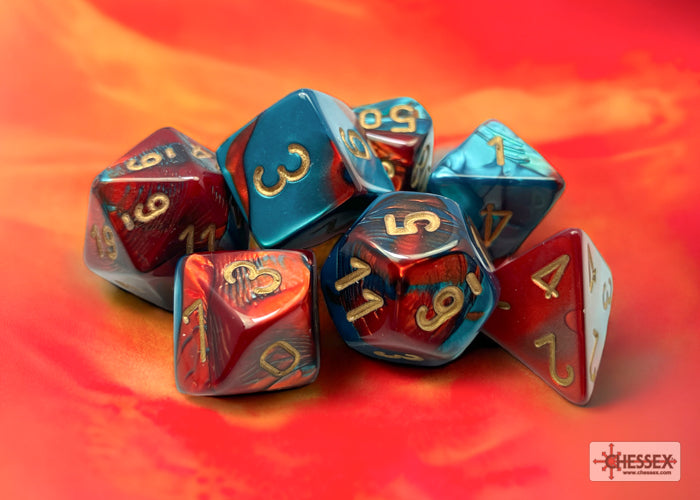 Chessex: Gemini Red Teal / Gold 7-Die Set