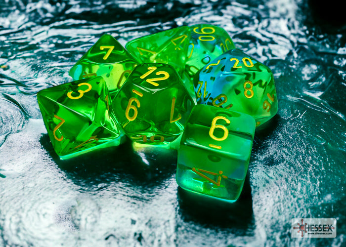 Gemini Translucent Green-Teal/Yellow 7-Die Set
