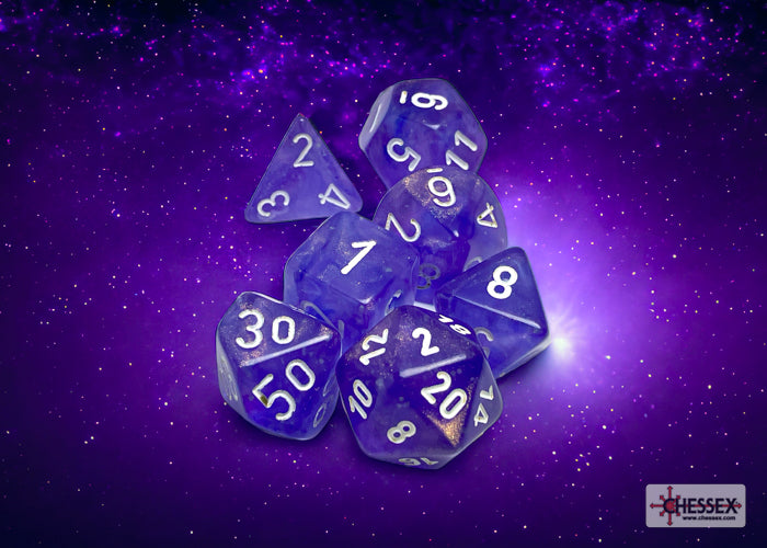 Chessex: Borealis Polyhedral Purple/white Luminary 7-Die Set
