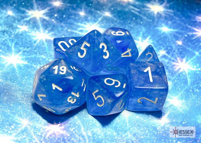 Chessex: Borealis Polyhedral Sky Blue/white 7-Die Set