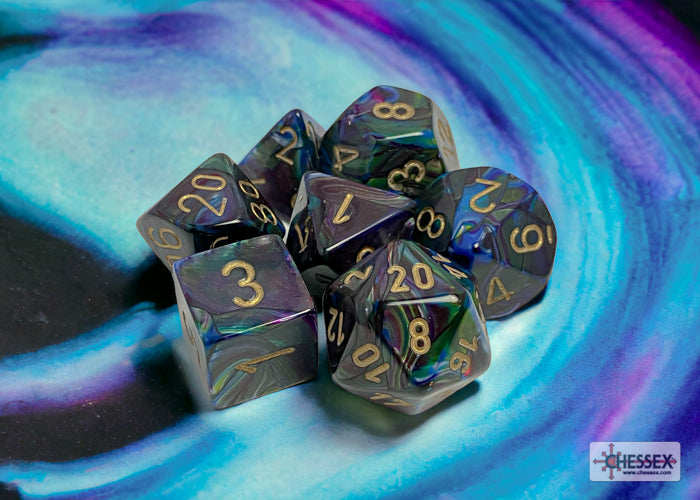 Chessex: Lustrous Shadow/Gold 7-Die Set
