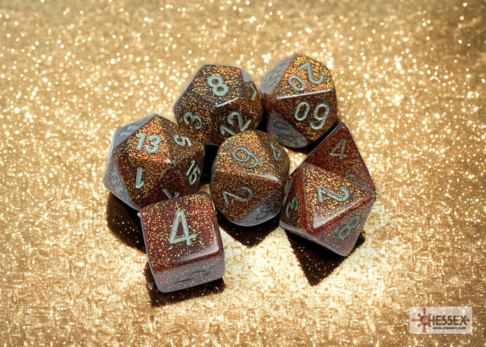 Chessex: Glitter Gold w/ Silver 7-Die Set