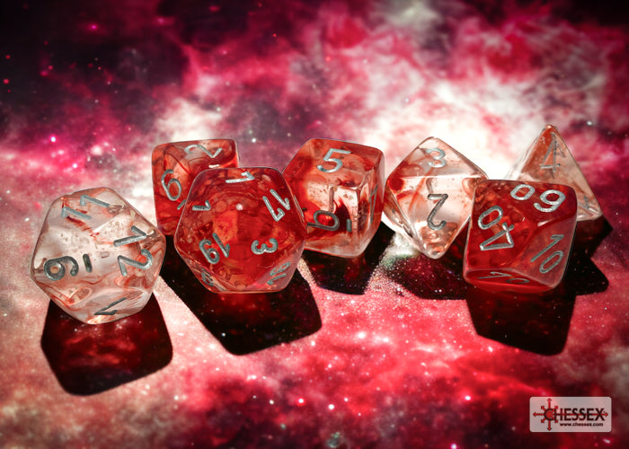 Chessex Nebula Red Silver Luminary 7-Die Set