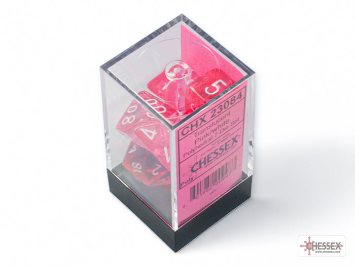 Chessex: Translucent Pink/white Polyhedral 7-Dice Set