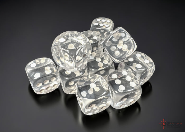 Chessex: Translucent 16mm D6 Clear Dice Block (12 dice)