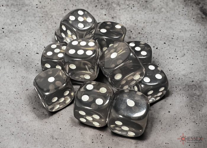 Chessex: Translucent 16mm D6 Smoke Dice Block (12 dice)