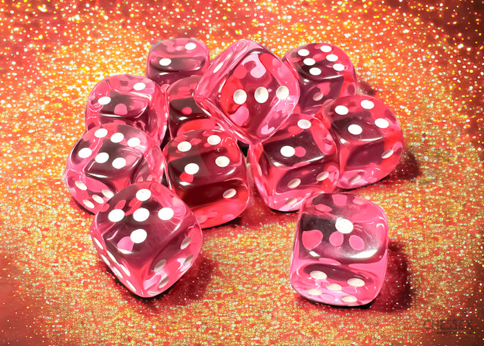 Chessex: Translucent 16mm D6 Pink/white Dice Block (12 dice)