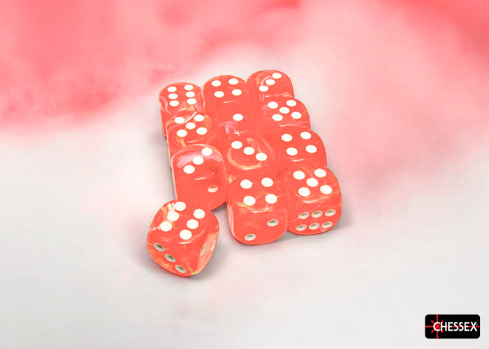 Festive Dahlia/white 16mm d6 Dice Block (12 dice)