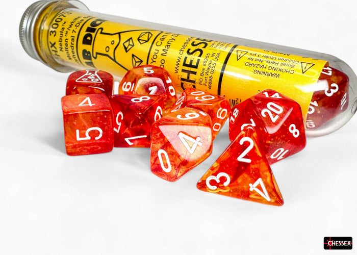 Nebula Molten/white Luminary™ Polyhedral 7-Dice Set (with bonus die)