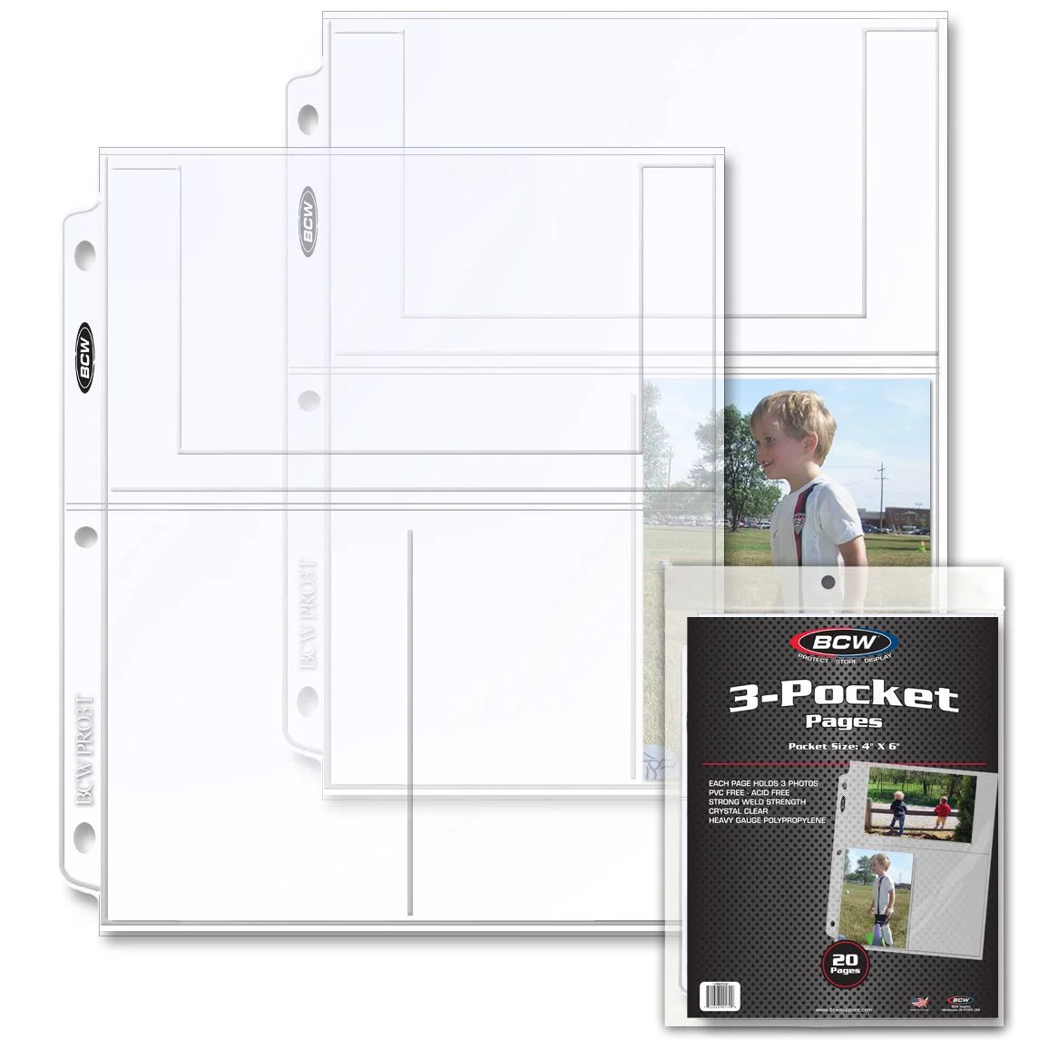 Pro 3-Pocket Photo Page (20 CT. Pack) (MCP Pages)