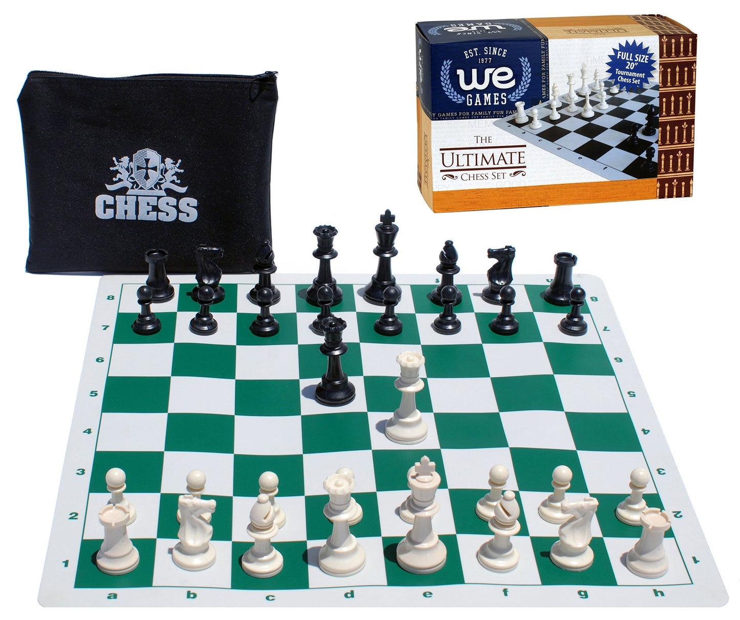 WE Games The Ultimate Travel Tournament Chess Set, 20 in. Silicone Board, 3.75 in. King