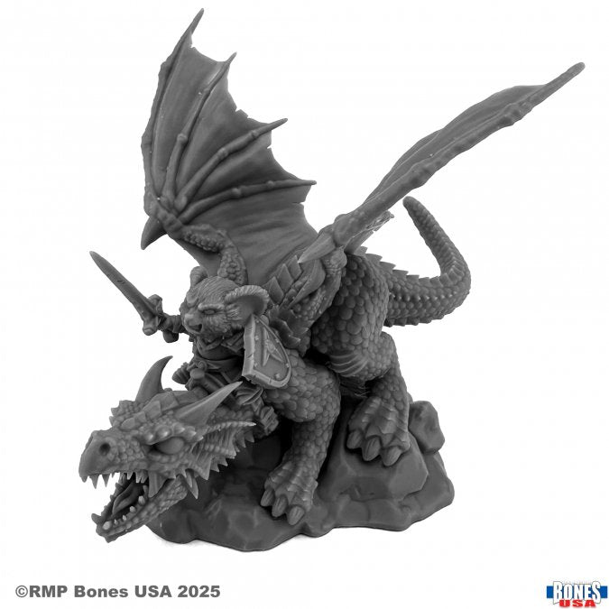 Bones USA Reaper Legends: Mousling: Knight of the Flame Wyrm on Dragon
