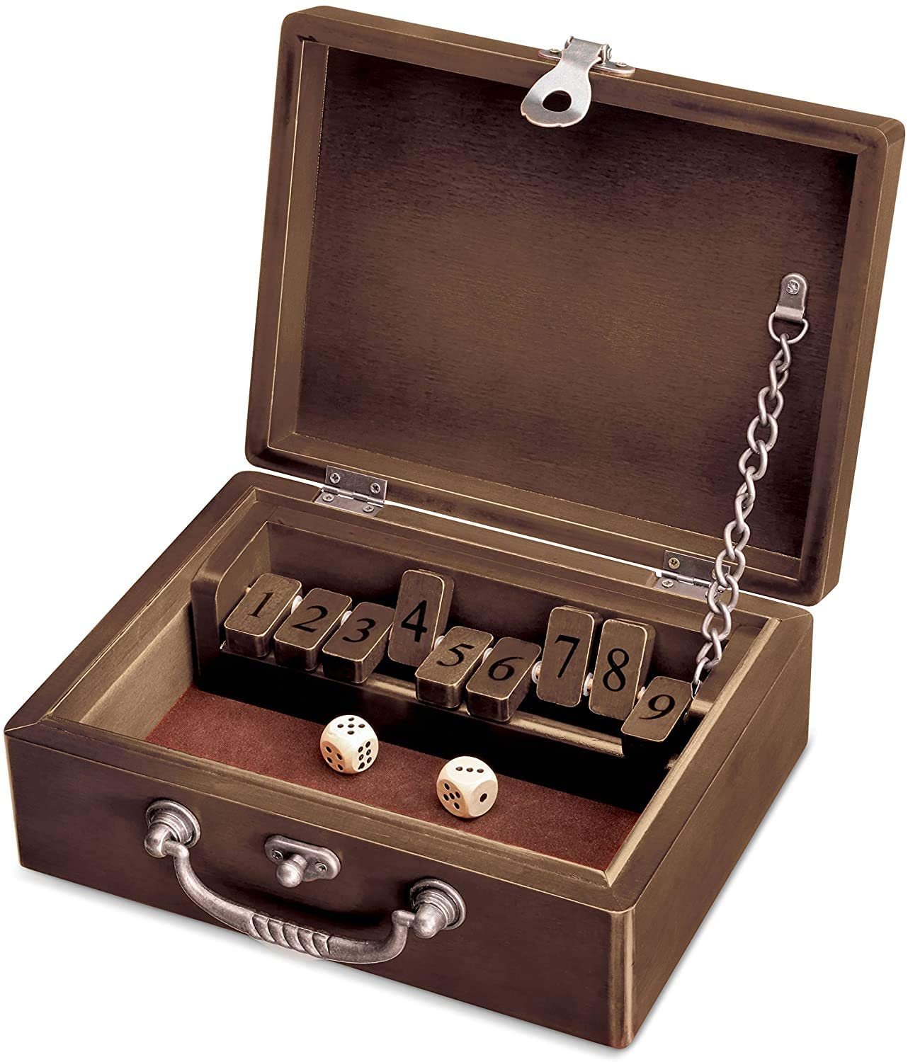 WE Games 9 Number Shut the Box Board Game in Wooden Box with Lid, 8.75 in.
