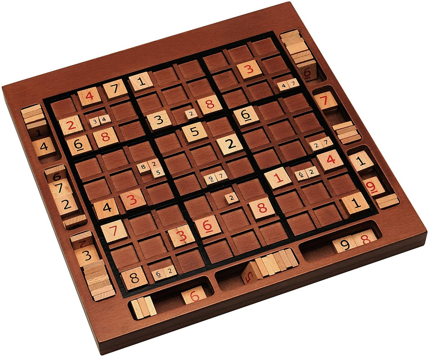 WE Games Wooden Sudoku Board with Storage Slots in Walnut Stain - 11.5 in.