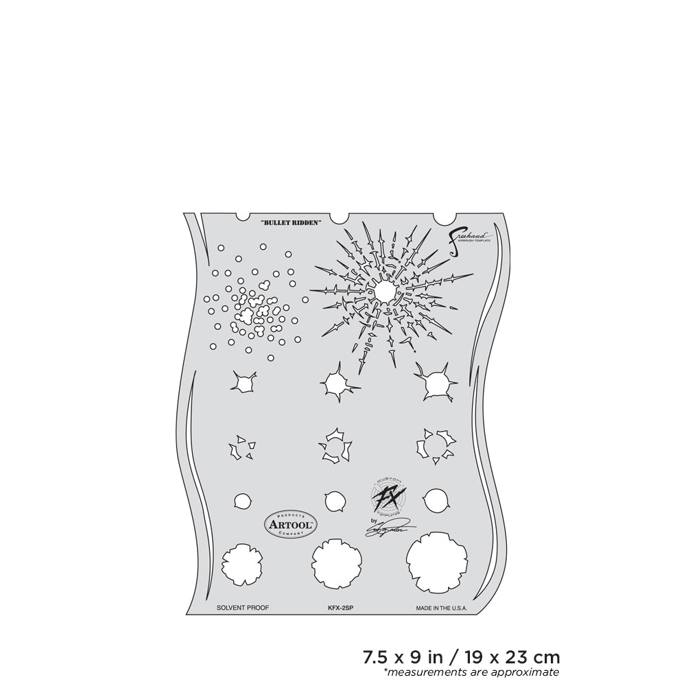 Artool Kustom FX Bullet-Ridden Freehand Airbrush Template by Craig Fraser