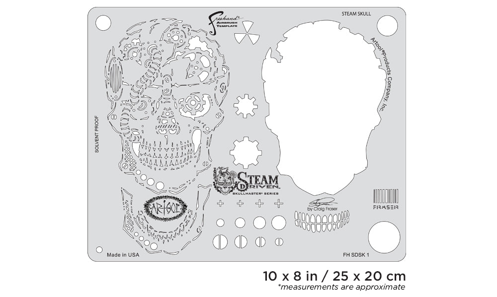 Artool Steam Driven Steam SkullFreehand Airbrush Template by Craig Fraser
