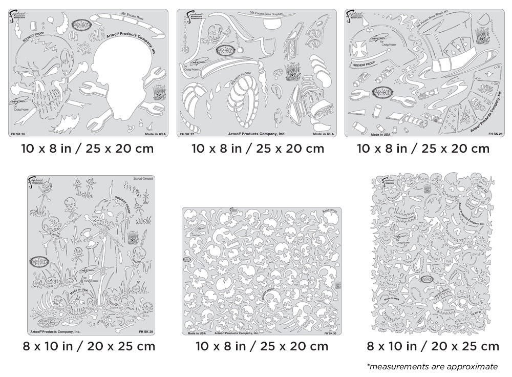Artool Wrath of Skullmaster Set Freehand Airbrush Template by Craig Fraser