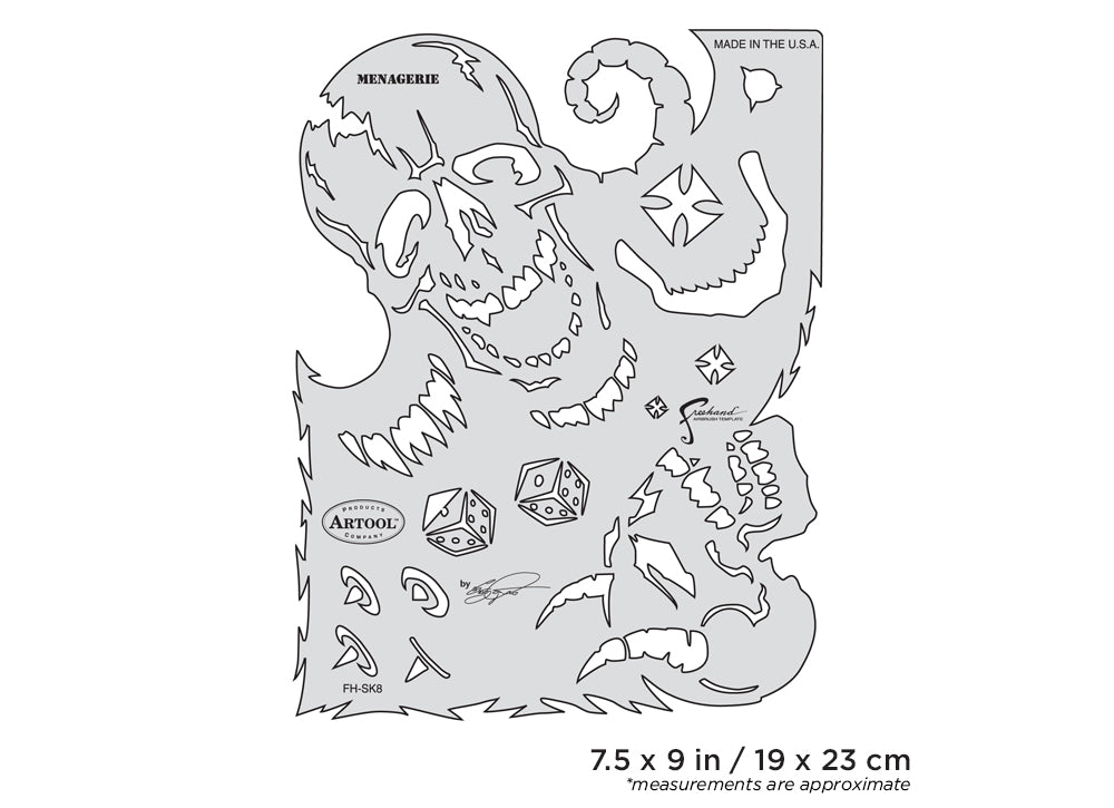 Artool Son of Skullmaster Menagerie Freehand Airbrush Template by Craig Fraser