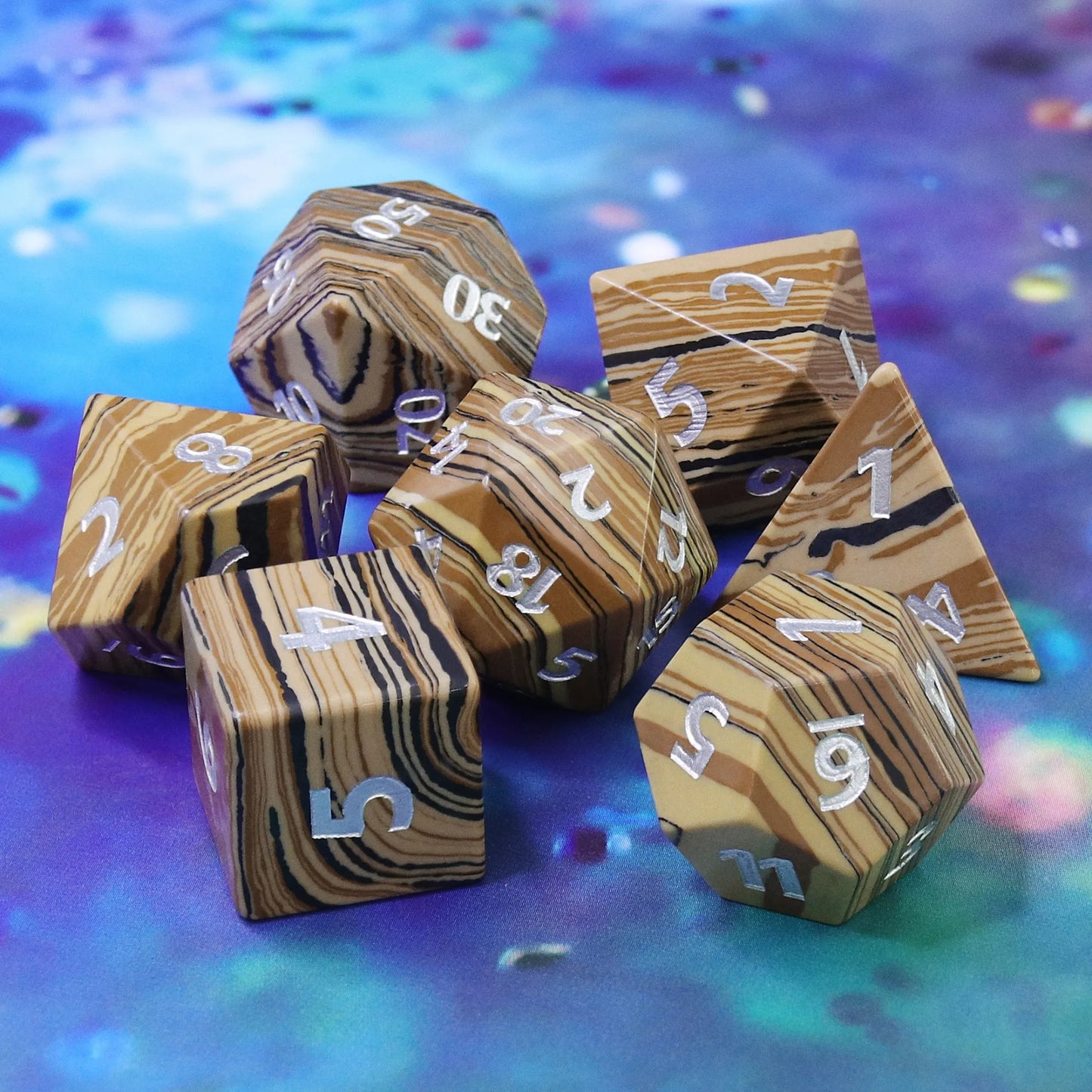 Tree Ring 7-Set Gem stone poly Dice