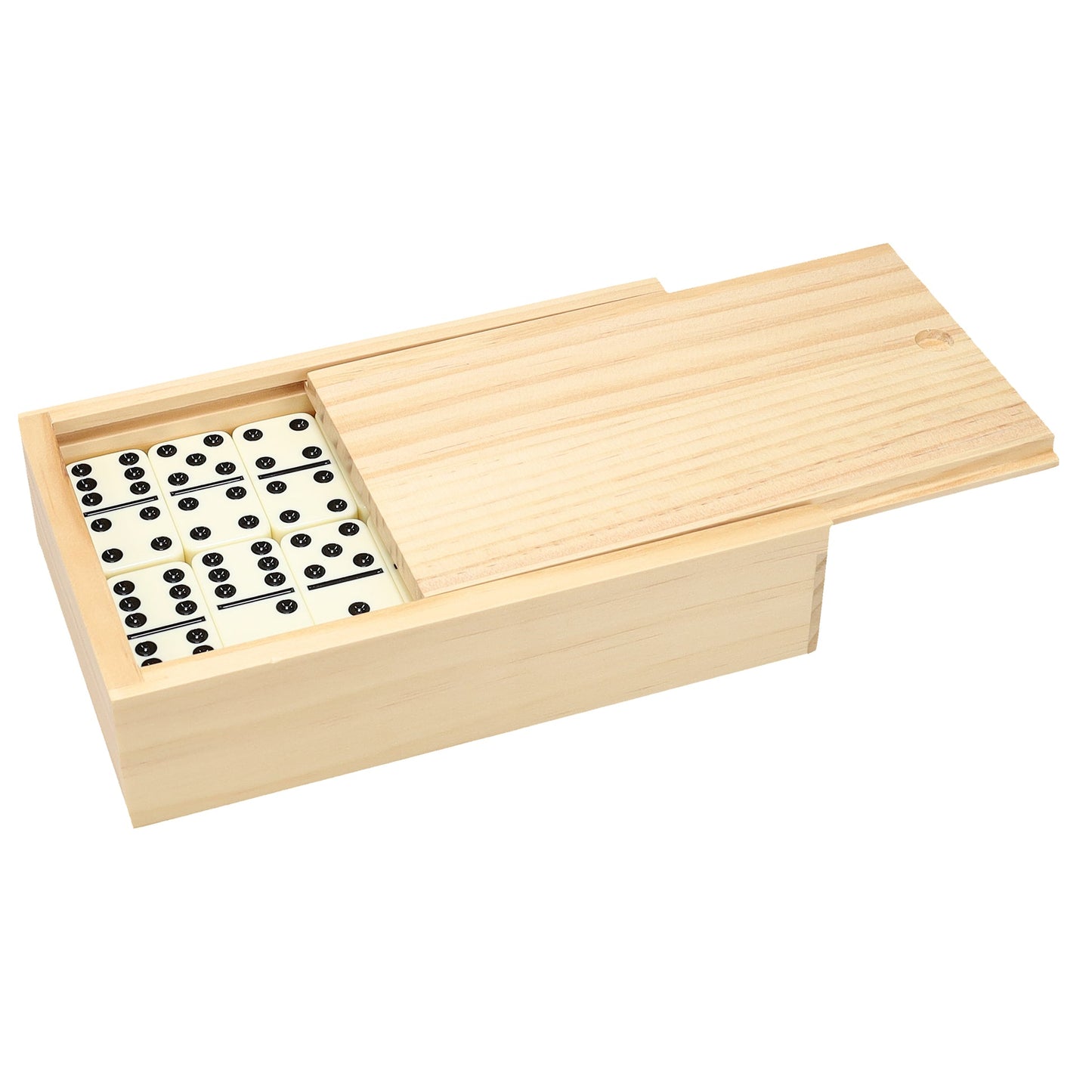 Double 6 White Dominoes Game Set in Wooden Case