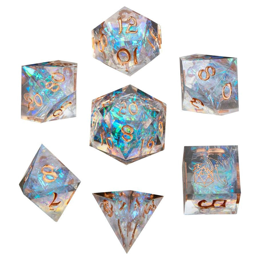 7-Set Captured Magic Hand Sanded Sharp Edge Resin: Opal