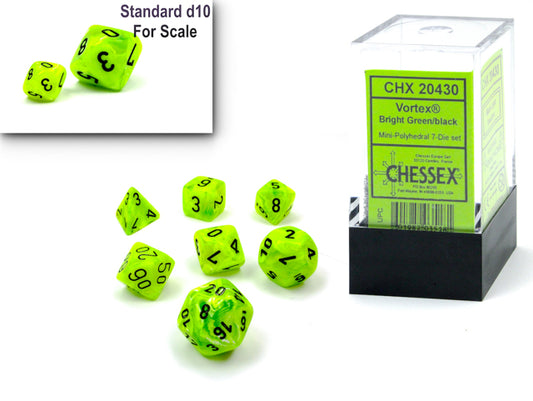 Vortex Mini Polyhedral 7 Die Set Bright Green/Black