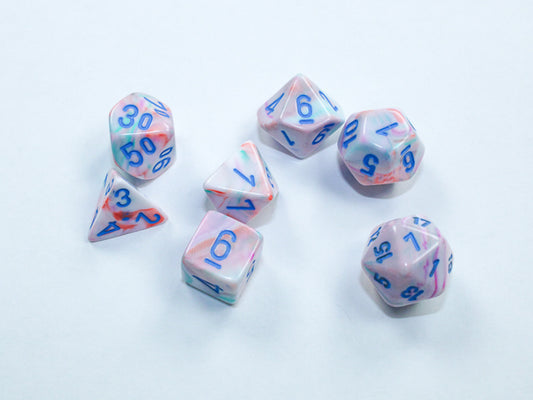Festive Pop Art/blue Mini Polyhedral 7 Die Set