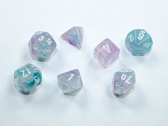 Nebula Wisteria/white Mini Polyhedral 7 Die Set