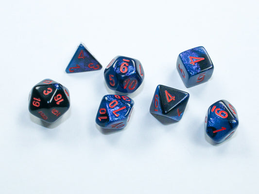 Gemini Black Starlight/ Red Mini Polyhedral 7 Die Set