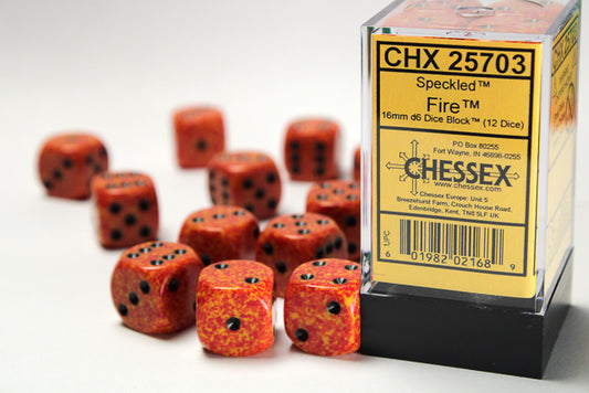 Chessex: Speckled Fire 16mm D6 Dice Block (12 dice)