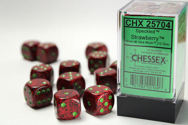 Chessex: Speckled Strawberry 16mm D6 Dice Block (12 dice)