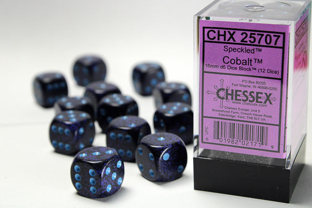 Chessex: Speckled Cobalt 16mm D6 Dice Block (12 dice)