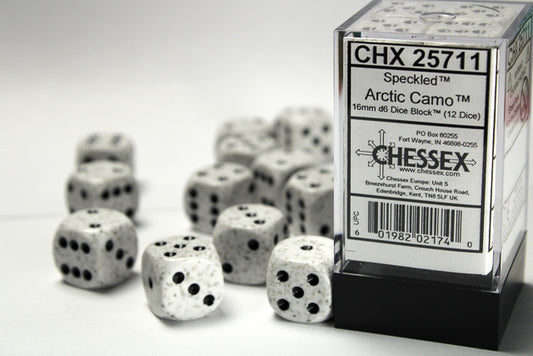 Chessex: Speckled Artic Camo 16mm D6 Dice Block (12 dice)