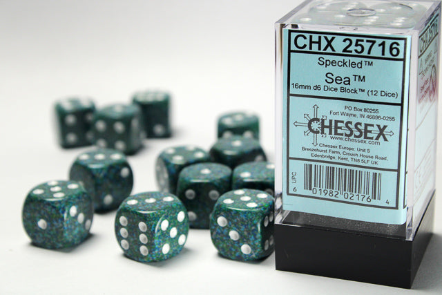 Chessex: Speckled Sea 16mm D6 Dice Block (12 dice)