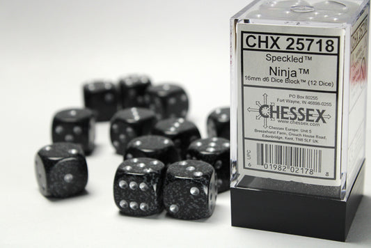 Chessex: Speckled Ninja 16mm D6 Dice Block (12 dice)
