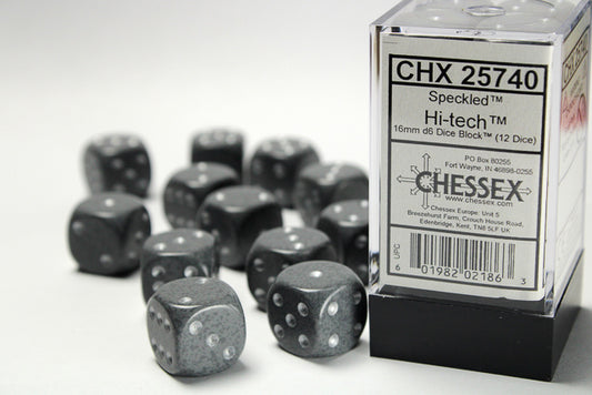 Chessex: Speckled Hi-Tech 16mm D6 Dice Block (12 dice)